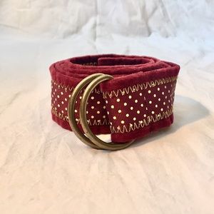 Burgundy and Gold Velvet Belt